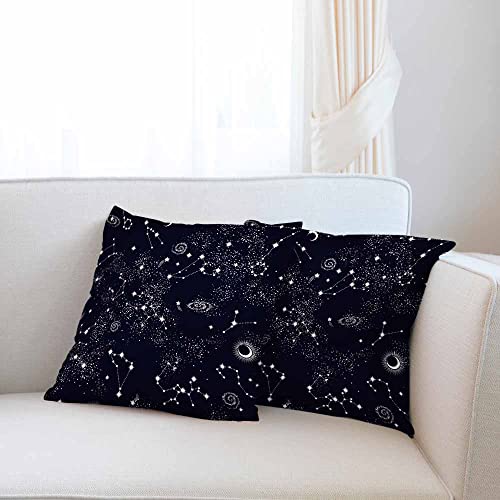 Beabes Pillow Covers Black Space Galaxy Constellation Seamless Pattern 18X18 Inch Set Of 2,Standard Square Cushion Throw Cover For Couch Bedroom Living #TOP5