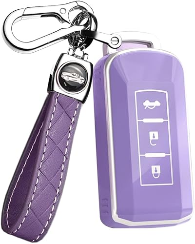 ontto Funda para llavero Mitsubishi con llavero para Outlander Funda para llave Outlander Eclipse Cross TPU Protector de llave remoto antiarañazos