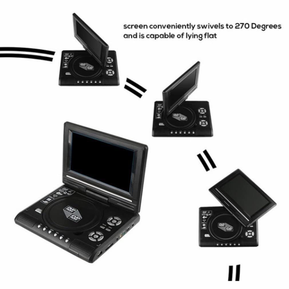Przenośny Odtwarzacz DVD, Przenośny przenośny odtwarzacz DVD z telewizorem Wbudowana bateria Obrotowa inteligentna funkcja wyłączania zasilania Mini telewizor, Zgodność Z Wieloma Formatami