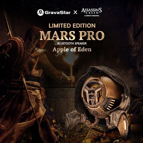 Image of GravaStar Mars Pro Assassin's Creed Portable Bluetooth Speaker, Deep Bass Loud Stereo Sound, 15H Playtime, 6 RGB Lights, Dual Pairing, Limited Edition 1000 Units