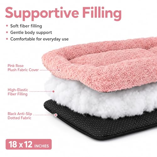Image of Dog Crate Pad for Crate /Floor /Car for Extra Small Dogs Washable | Small Dogs Crate Pad with Non Slip Bottom,Soft Dog Crate Pad for Toy Poodle Yorkshire Chihuahua,18 inchx12 inch Pink
