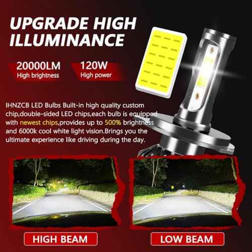 Ihnzcb H6054 HEADLIGHT HOUSING+H4/9003 BULBS 7X6 Inch H6054 Glass Square Headlight Housing + H4/9003 High Low Beam Bulbs For Cars,Truck And Van,Halogen Sealed High Low Dual Beam,Oem Style Original Classic Look Conversion Assembly Pair Kit thumb #7