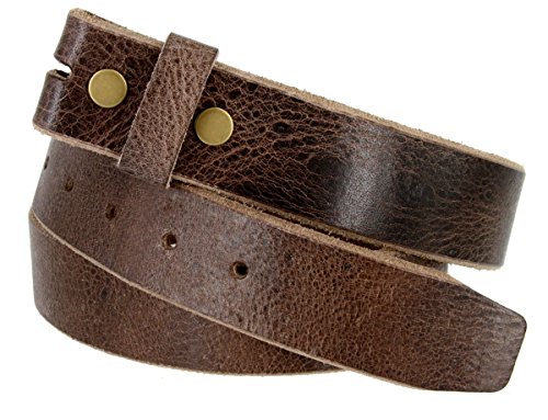 Genuine One Piece Full Grain Vintage Buffalo Leather Belt Strap (38, Brown)