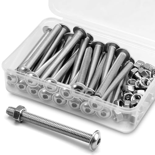 (30 pcs) M5 x 40mm Hex Socket Screws with Flange and Nuts Set 304 Stainless Steel Pan Head Screws, Silver tone, M5x40mm (30 Pieces)