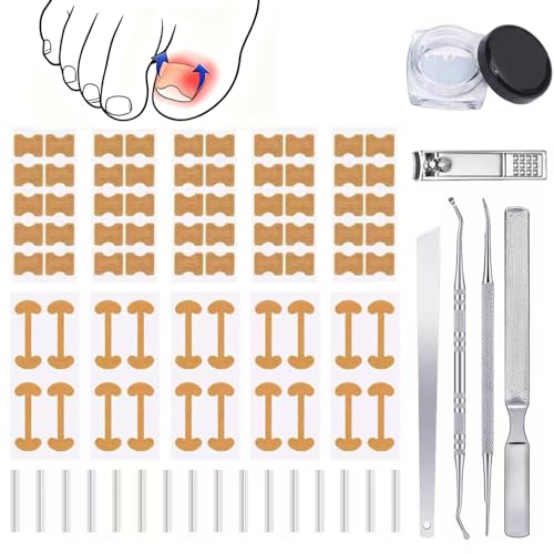 GEMSANVA Ingrown Toenail Corrector Set with Correction Strips Professional Ingrown Toenail Tool kit Curved Toenails Corrector Patch For Home Pedicure Care