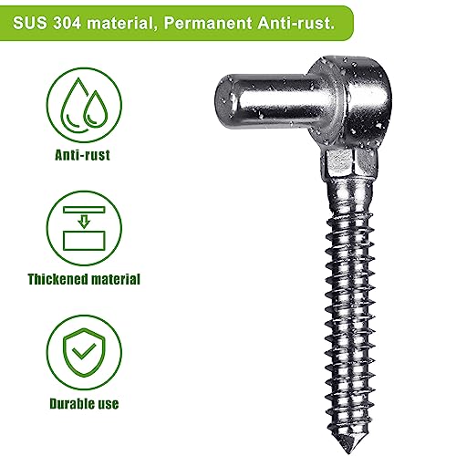 Image of Insaga 304 Stainless Steel Gate Hinge, 5 /8 inch Pin Heavy Duty Lag Screw Hinge for Wooden Fence & Farm Gate, One-Piece Molding Post Side Wood Bolt Hinge (2Pcs,M16)