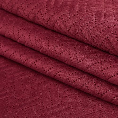 Encasa XO Quilted Velvet Fabric by Meters 54 Inches Wide | Red Design | 170 GSM | 5 Meters, 500x137 cm | Ideal for Curtain, Cushion, Upholstery, Bags | 1 Meter Multiple