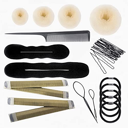 PARFINER Hair Bun Maker Magic French Twist Hairstyle Clip Snap Bun Makers Hair Elastic Bands Pins With Comb Hair Styling Accessories