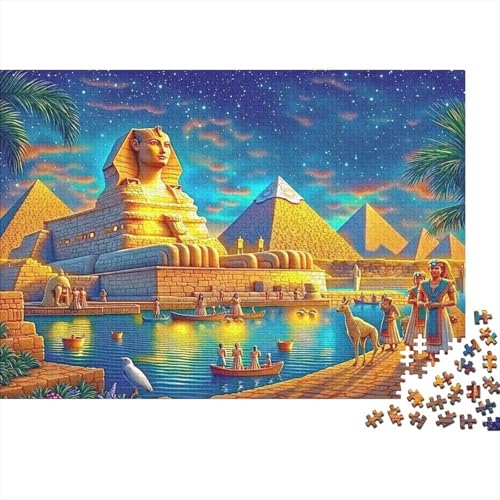 Image of Ancient Egypt Scene Jigsaw Puzzles Puzzle for Adults Kids. 1000 Piece Impossible Challenge Toy Educational Game Home Decoration for Adults& Kids Age 14 Years Up 38x26cm/1000pcs