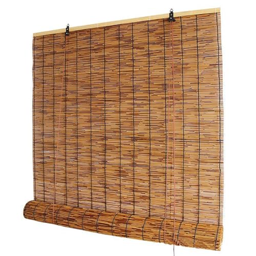 Persianas de bambú para Exteriores, estores enrollables Naturales para Patio y Porche, estores de caña Impermeables, estores Parasol Retro para Mayor privacidad(55 x 180CM)