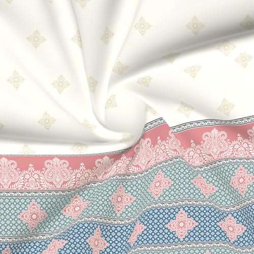 Image of Layers 100% Cotton for King Size Bed | 120 TC Ethnic Print, Soft, Breathable, Machine Washable Bedsheet with 2 Pillow Covers | Forever Collection (274 x 274 cm) - Blue & White