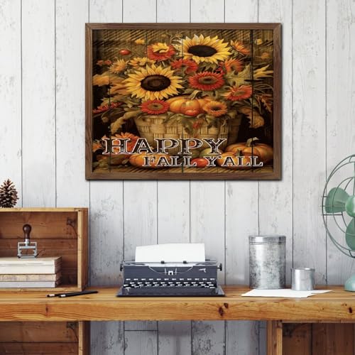 Panneau citrouilles Happy Fall Décoration murale bois ferme 40x50 cm