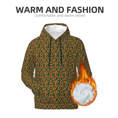 Sweat à capuche homme imprimé carotte joyeuse chaud mi-saison et hiver - 6