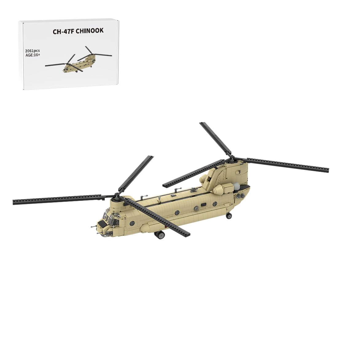 – Military Helicopter Building Blocks Set, 1/35 2061PCS CH-47F Chinook Heavy Transport Helicopter MOC Display Aircraft Model, Collectible Aviation Blocks for Adults & Youth, MOC-217684 (Green)