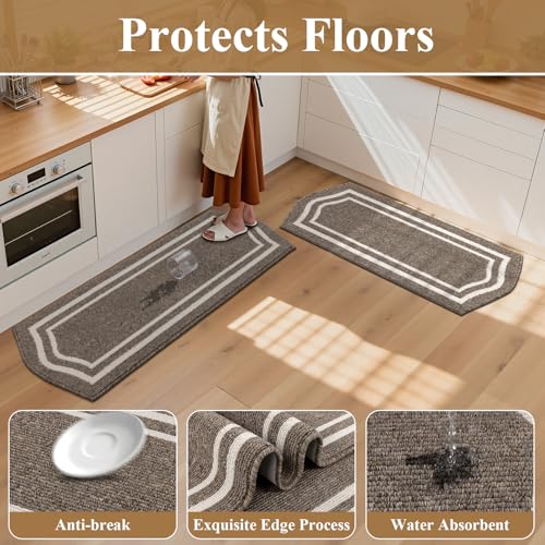 HEBE Kitchen Rugs Set of 3, Non Slip Washable Kitchen Mats for Floor - image 3