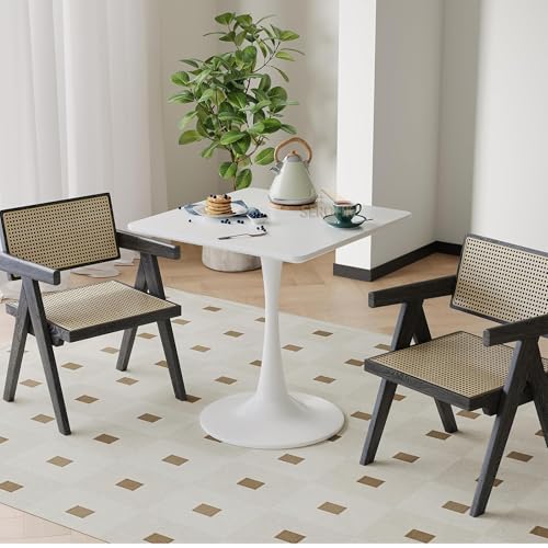 Image of Square Wooden Pedestal Table, Accent Bedside Table,Modern Coffee End Table for Living Room, Bedroom and Balcony with Square Design Table (White)