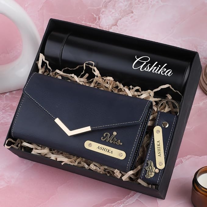 Image of WALLETKART Personalized Leather Women's Clutch with Name & Charm | Customized Clutch for Girlfriend Friend Wife Mother & Sister