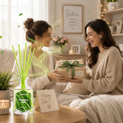 Image of STRN Lemongrass Reed Diffusers, Citronella Reed Diffuser Set, 200ML with 6 Sticks for Summer Indoor Outdoor, Bathroom, Bedroom, Office, Home Decorations Refreshing Scent Diffuser 6.8 fl.oz