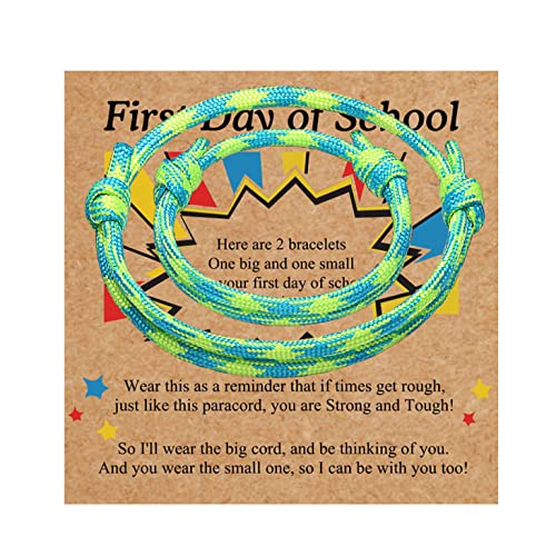 Image of First Day Of School Bracelet, Matching Mommy And Me Mother Son Daughter Paracord Back To School Bracelets Wish Gift for Mom Boys Dad Girls Jewelry