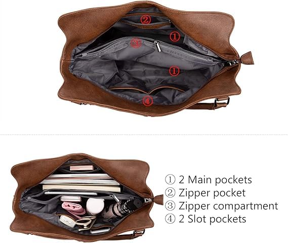 Image of Tote Bag for Women PU Leather Shoulder Bags Fashion Hobo Bags Large Purse and Handbags with Adjustable Shoulder Strap