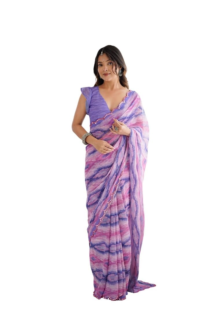 roop sundari sarees Designer Saree with Pink Pearl Border, Grey and Pinkk Tie-Dye Pattern, Traditional Indian Wear-picture-49
