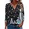 Women's 3/4 Length Sleeve Xmas Shirts Sequined Christmas Tree Graphic Fashion Tops Cute Snowflake Patten V-Neck Blouses