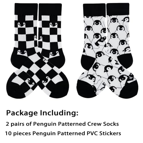 Image of 2 Pairs Cartoon Animal Crew Socks Fun Cotton Mid Calf Socks for Women