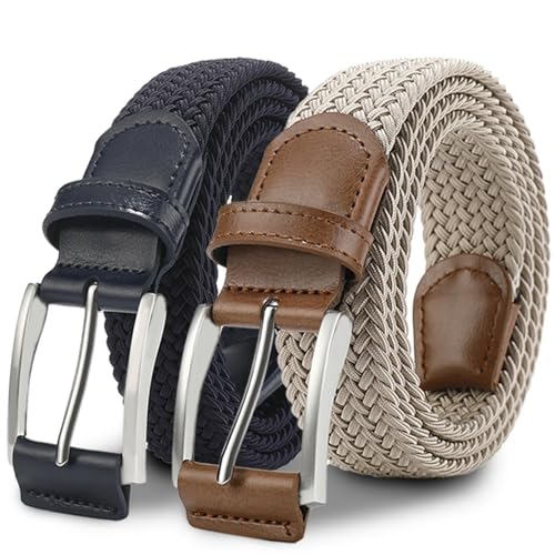 2pcs Men'S Belt Elastic Woven Waistband With Men's And Women's Needle Buckle Casual Belt For Business2