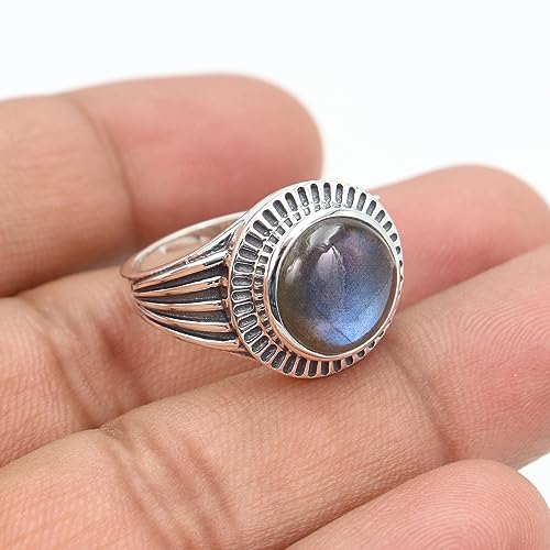 Bagues en pierre précieuse labradorite et bague de déclaration homme