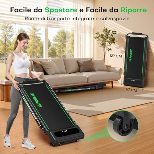 Tapis Roulant Elettrico Pieghevole, Fousae 5 In 1 Tapis Roulant Con Inclinazione, Tapis Roulant Pieghevole Da 12 Km/H, App, Telecomando E Doppio Display Led, Nessuna Installazione Richiesta - 8