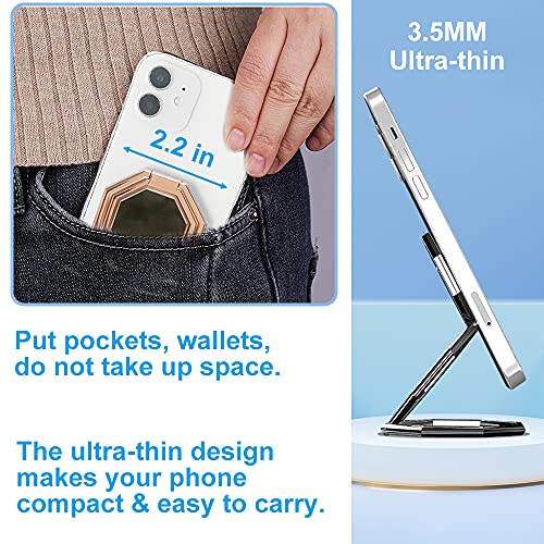 Cellphone Ring Holder Finger Kickstand, Foldable 360° Rotation Cell Phone Stand For Desk, Magnetic Car Mount, Metal Multi-Angle For Phone Back Grip Compatible With Iphone, Ipad (Rose Gold) #TOP5