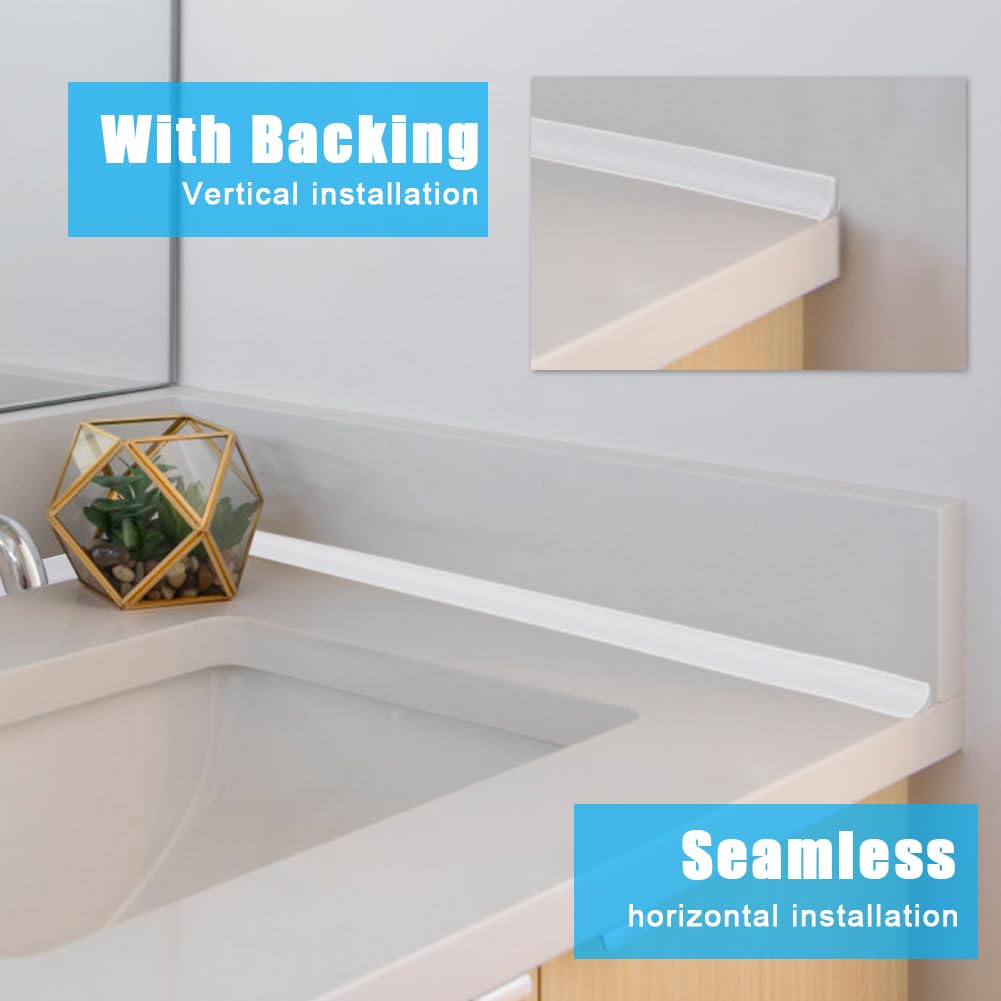 Flintronic Autoadesiva Silicone Doccia Barriera, 300CM Pieghevole Bagno Acqua Barriera, Soglia Doccia, Guarnizioni Doccia, Bordo Doccia, Striscia di Ritenzione Idrica Della Soglia Del Bagno(Bianco)