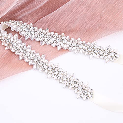 Women's Rhinestone Wedding Sash Bridal Belt with Crystal Beads Pearls Belts for Bride Gowns2