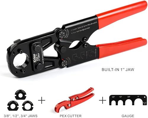 Miniatura 5 de IWISS PEX - Kit de herramientas de prensado para anillos de crimpado de cobre Pex de 38 pulgadas 12 pulgadas 34 pulgadas cortador CW calibre