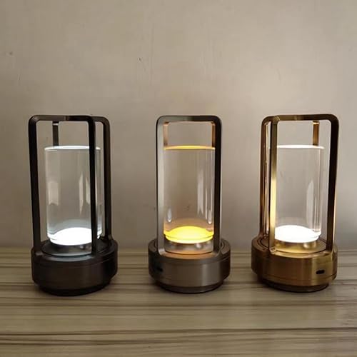 Miniatura 5 de 2600MAh recargable llevó la lámpara de mesa moderna del ajuste táctil de la lámpara de mesa para el restaurante del dormitorio plata