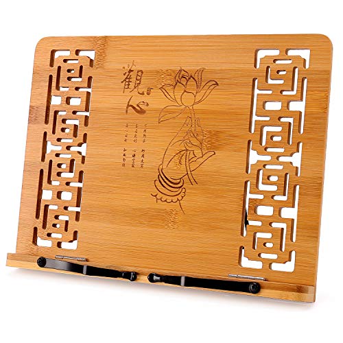 MEGREZ Bamboo Foldable Book Stand (13 x 9.4 inch) Reading Frame Rest Holder