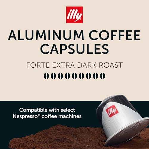 Image of illy Espresso Compatible Capsules, Coffee Pods for Nespresso Original Line Machine, Forte Dark Roast, 100% Arabica, Premium Italian Coffee, Single Serve, 10 Count, 20 Pack | Coffee Pods for Espresso Original Line, Compatible Capsules, 100% Arabica, Premium Italian Coffee
