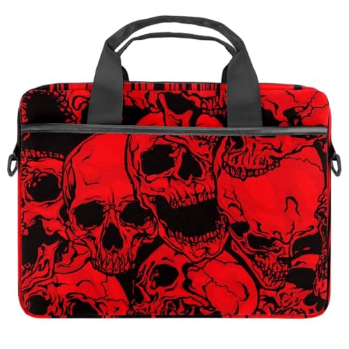 Funda para ordenador 13 pulgadas contra arañazos con asas y estampado de calavera roja