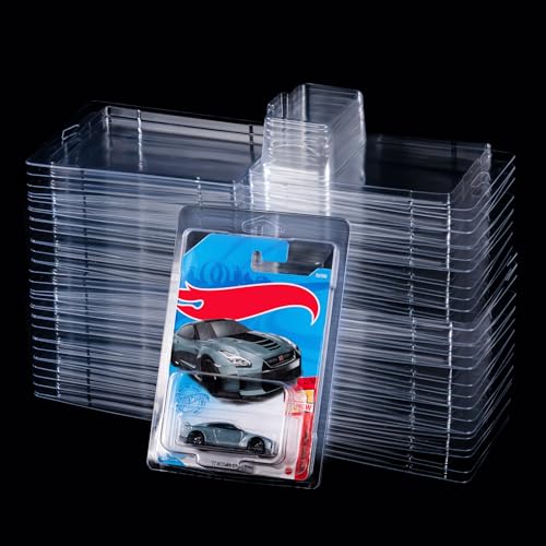 24 pcs Protector Packs Compatible with Hot Wheels Model Car Clamshell Cases Plastic Car Display Protective Case Clear Die Cast Car Blister Pack Covers