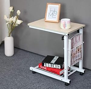 WJFTODAY Höhenverstellbarer Überbetttisch, mobiler Laptop-Schreibtisch