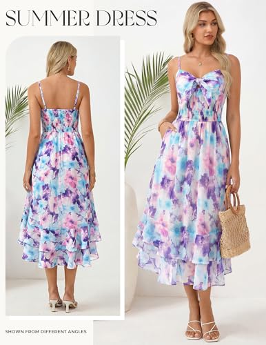 Image of GRACE KARIN Womens Maxi Floral Sundresses Summer Beach Boho Dress Spaghetti Strap Dresses Casual Fashion Clothes with Pockets