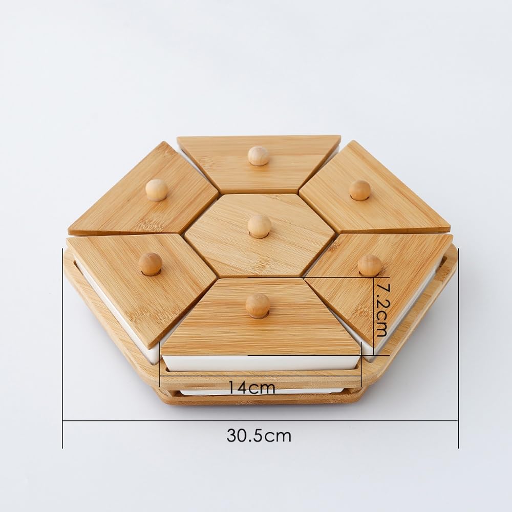 Keramik-Serviertablett Platten, geteiltes Servierset mit 7 abnehmbaren Fächern, Vorspeisen-Gerichte, Snack-Schüssel-Set für Party, Küche, Obst