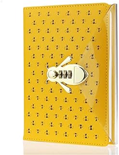 Mazeran Bee Shaped Combination Lock Journal, PU Leather Hard Cover Notebook Cute Diary, A5 Lined Password Locking Personal Planner Secret Organizer Gift for Girls Women Daughter