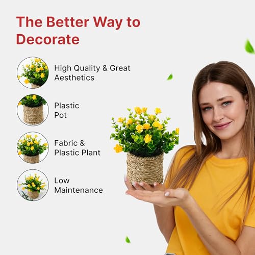 Image of The Better Home Artificial Plants for Decoration with Pot | Faux Greenery Artificial Plant (12 Inch, Pack of 2, Green) | Home Decor for Living Room | Small Artificial Plant with Pot