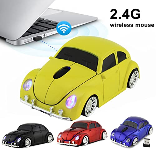 areclern Car Shape Wireless Mouse Ergonomic Portable Optical Silent Mouse with USB Receiver Mice Gaming Accessories for PC Laptop Black