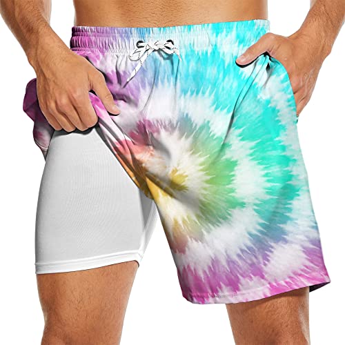 Men's Flag Swim Trunks Summer Board Shorts Quick-Dry Beach Shorts Drawstring Swimsuit