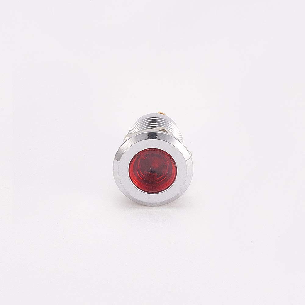 Othmro LED Indicator Light - 12mm Hole Diameter, Metal Shell, DC 12V, Red Concave Dash Signal Lamp - View #5