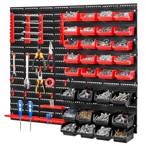 CROWNSHOP Wall Mounted Storage Bins Kit 70PCS Garage Organiser Rack Set
