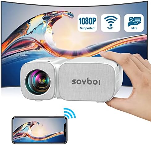 Sovboi Projector, WiFi Mini Portable Projector 9000L,Short Focal Lens 250" Outdoor Movie Projector, HD 1080P Supported Native 720P Video Projector, Phone Projector for PC/TV Stick/Gaming