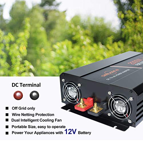 aeliussine Power Inverter 2000W Pure Sine Wave 12v DC to AC 120v Peak 4000 Watt Converter with LCD Display USB Charge Port for Car RV Boat Solar Power System.